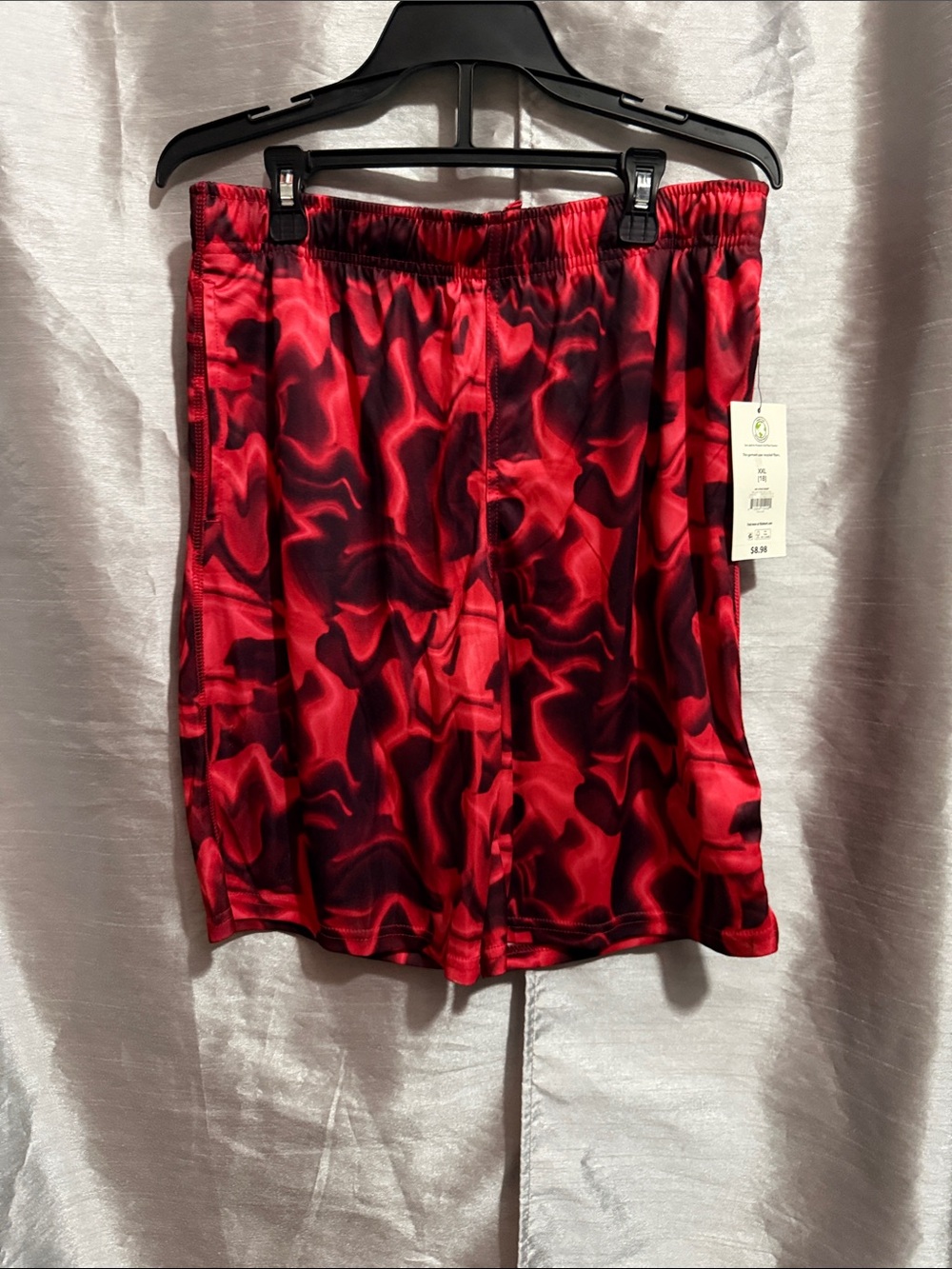Athletic Works Red and Black Abstract Athletic Shorts